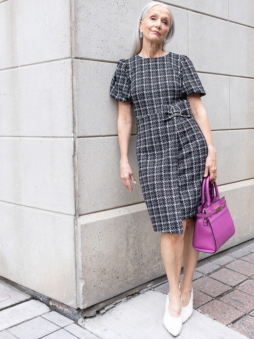 Black work dress petite clearance