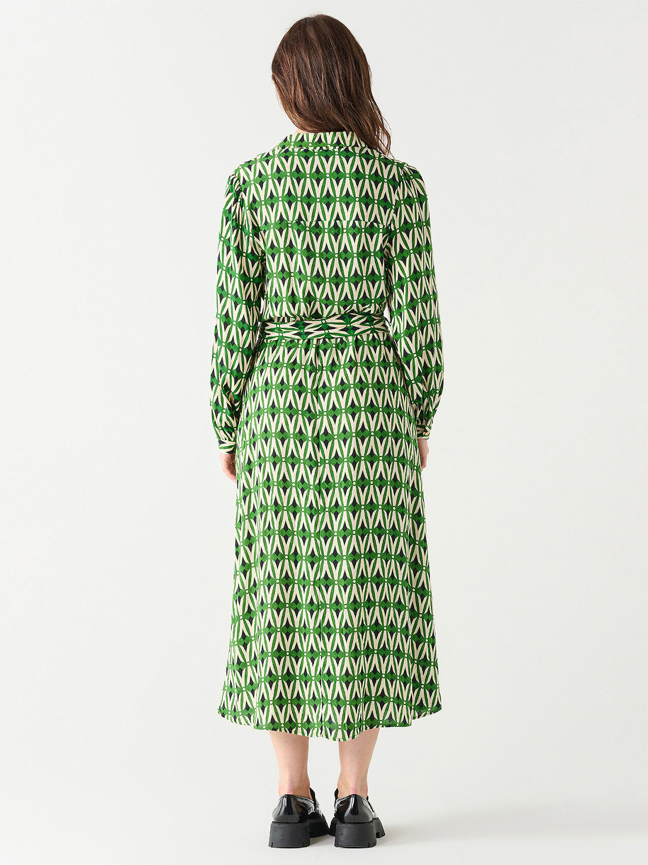 Printed Shirt Dress with Tie Waist by Black Tape