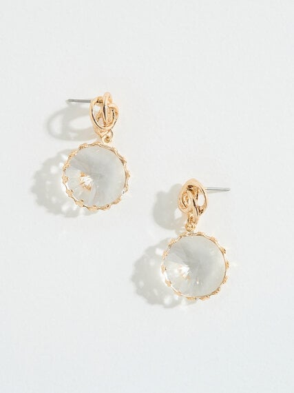 Gold with Glass Stone Drop Earrings Image 5