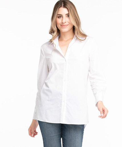 Poplin Button Front Long Sleeve Shirt Image 3
