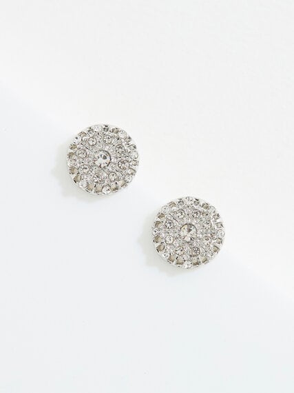Silver Pave Round Stud Earrings Image 1