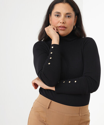 Turtleneck Sweater with Button Detail Image 5