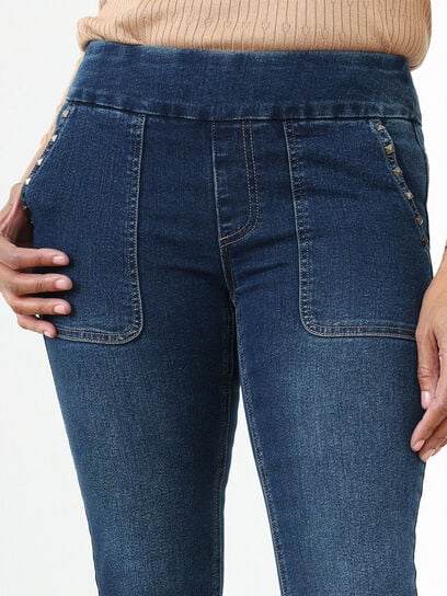 Dark Wash Slim-Leg Pull-On Jeans by GG Jeans