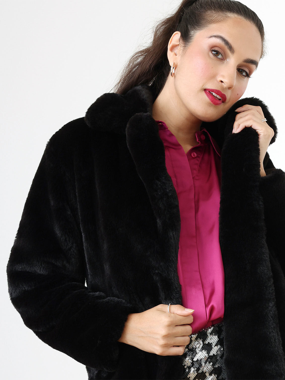 Shaggy coat best sale black