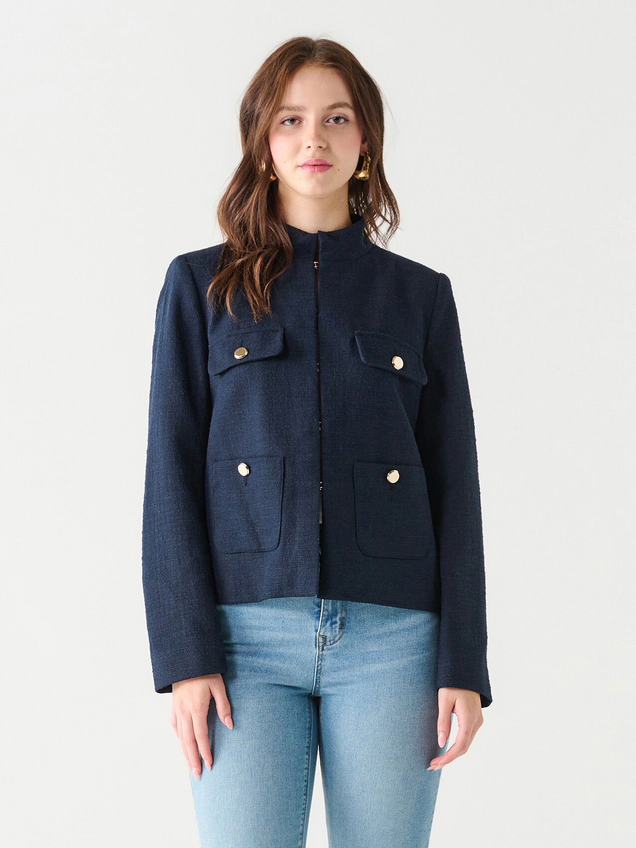 Navy textured blazer online