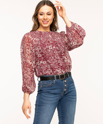 Floral Smocked Balloon Sleeve Blouse Image 1