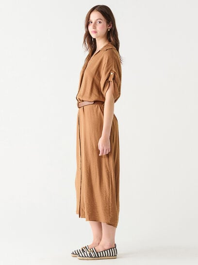 Belted Midi Shirt Dress by Black Tape