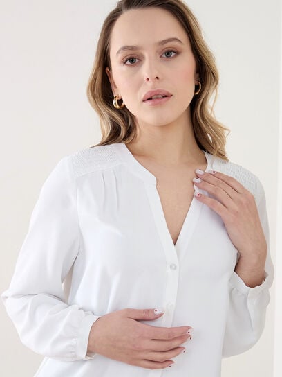 Petite Relaxed Fit Ruched Shoulder Blouse