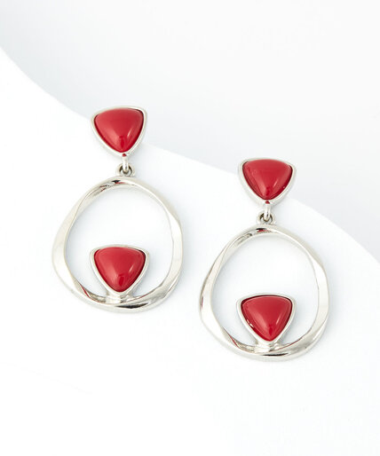 Cabochon Silver Circle Earrings Image 1
