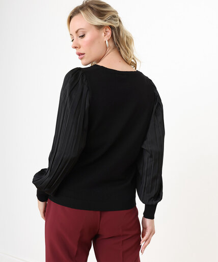 Petite Chiffon Sleeve Knit Pullover Sweater Image 4