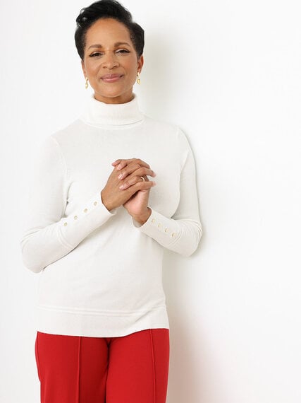 Turtleneck Sweater with Button Detail Image 1