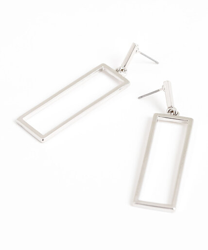 Silver Rectangle Drop Earring Image 1