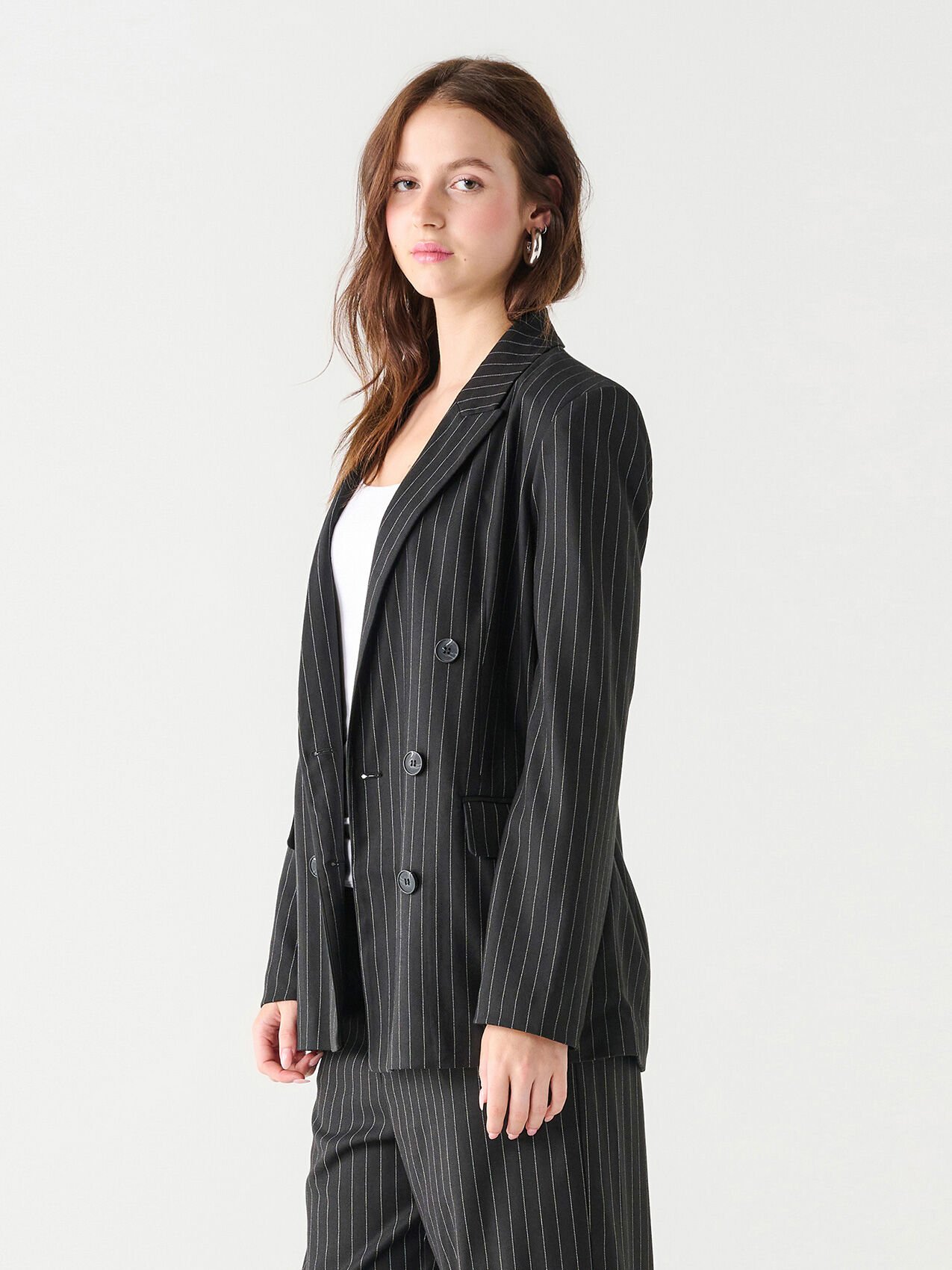 Black Tape Pinstripe Double Breasted Blazer Small