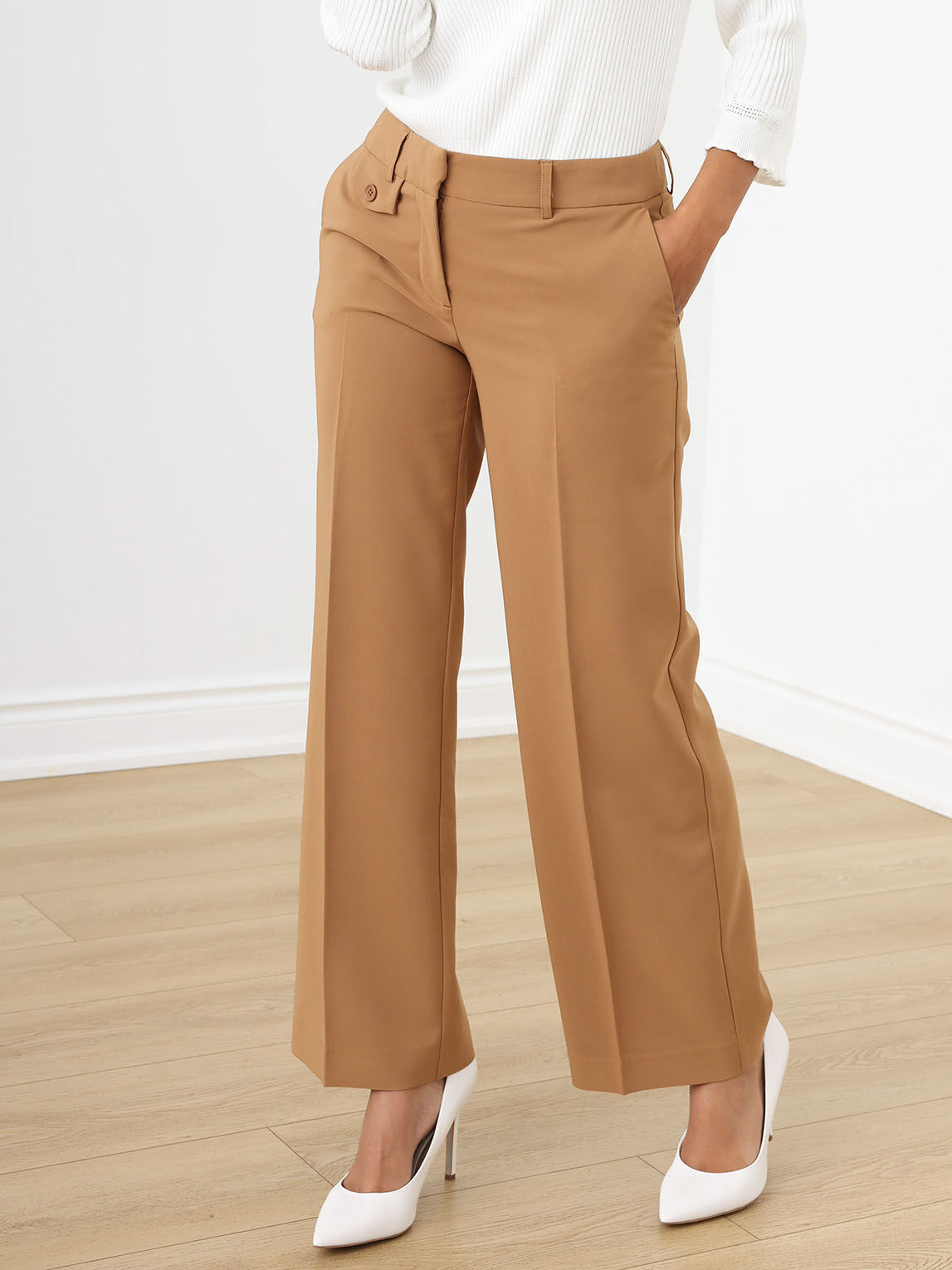 Brown wide outlet leg trousers