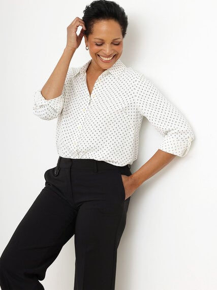 Crepe Relaxed Fit Collared Blouse	 Image 1