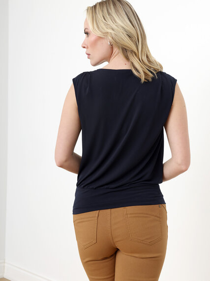 Petite Sleeveless Stretch Top with Banded Hem Image 3