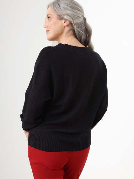V-Neck Shimmer Dolman Sweater Image 4