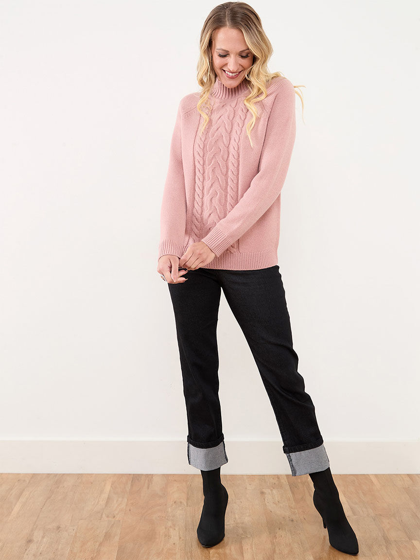 Cleo Mock Neck Cable knit Sweater