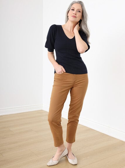 V-Neck Pull-Over Sweater with Elbow Length Sleeves Image 5