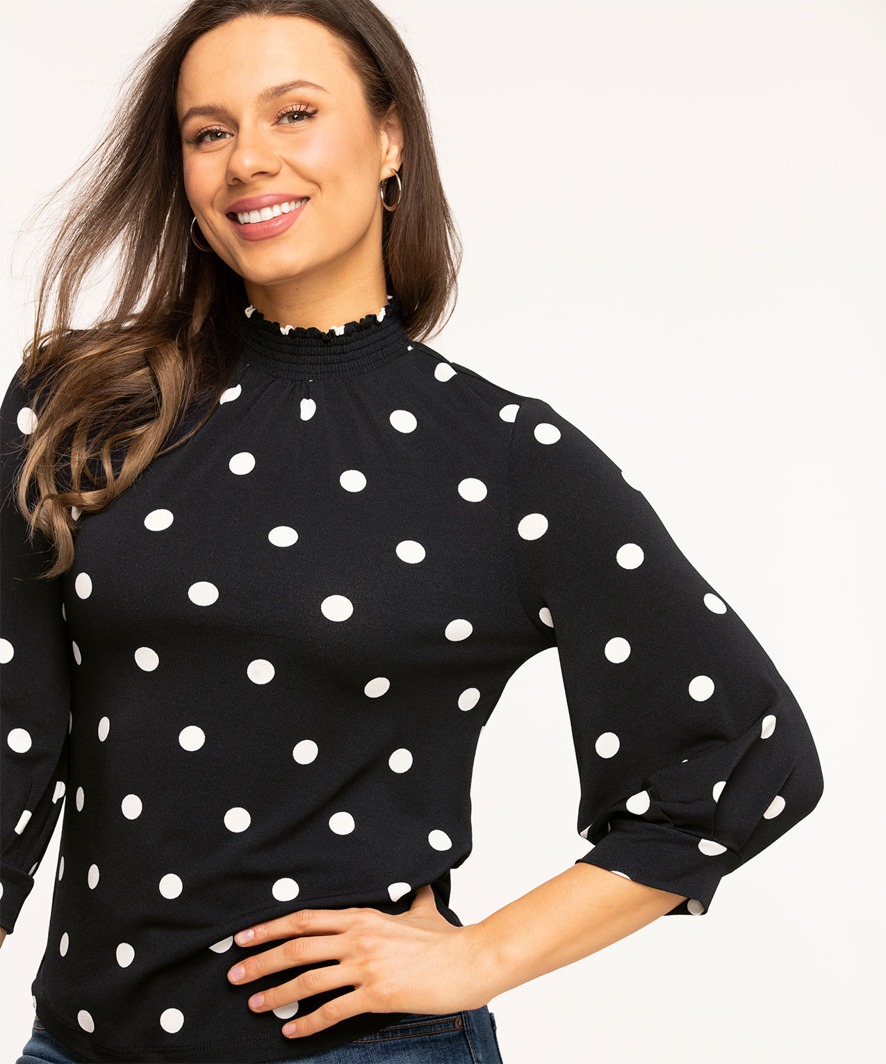 High neck polka dot top deals