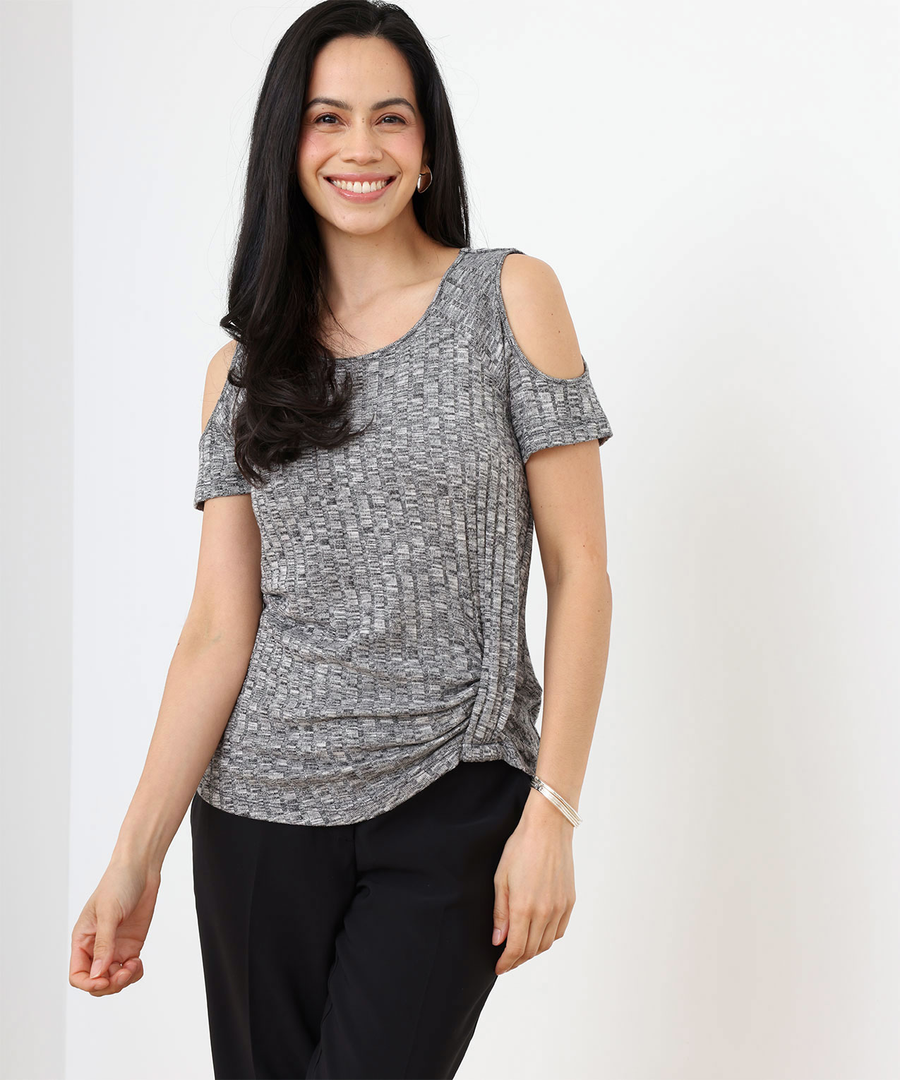 Petite Scoop Neck Cold Shoulder Top Cleo 4000005947