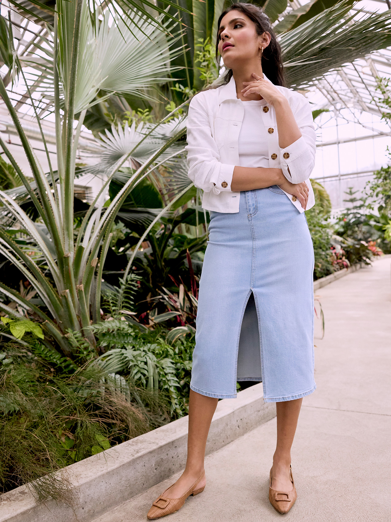 L'Appartement 【3×1/スリーバイワン】白Denim Skirt