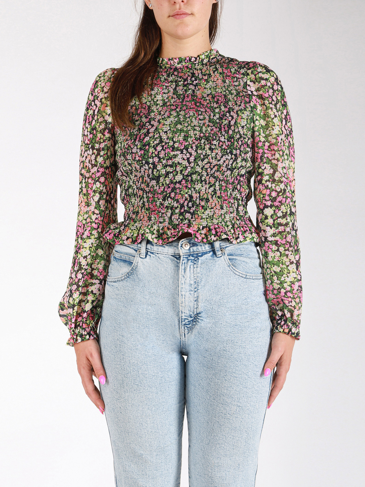 Short Smocked Bodice Top by Dex Cleo 4000009592