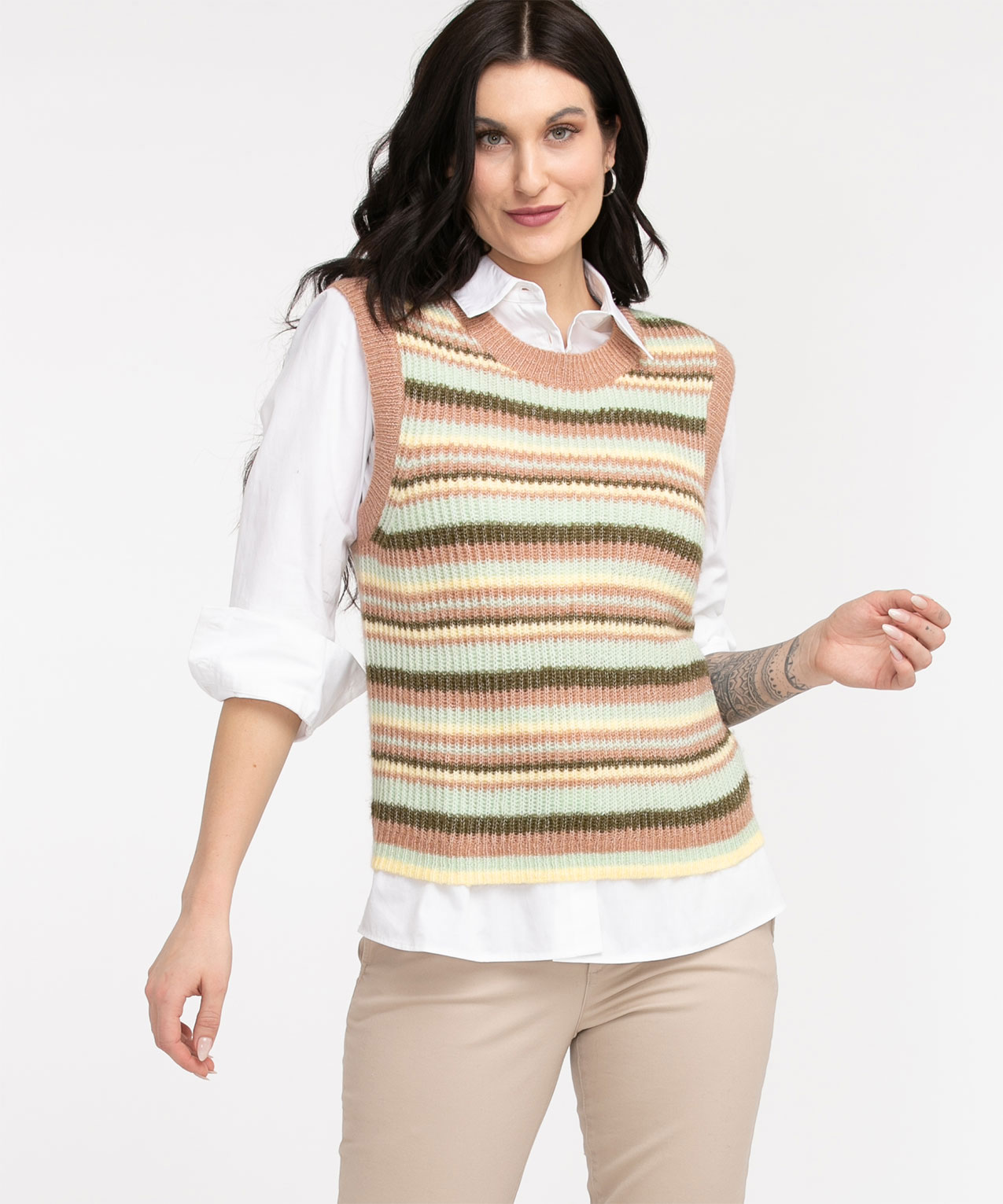 Striped sweater vest hotsell