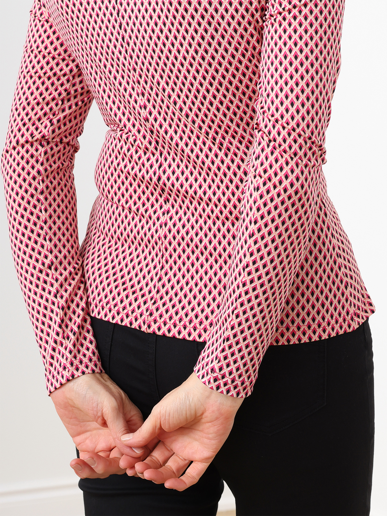 Long Sleeve Collared Crepe Knit Top by Jules & Leopold Cleo