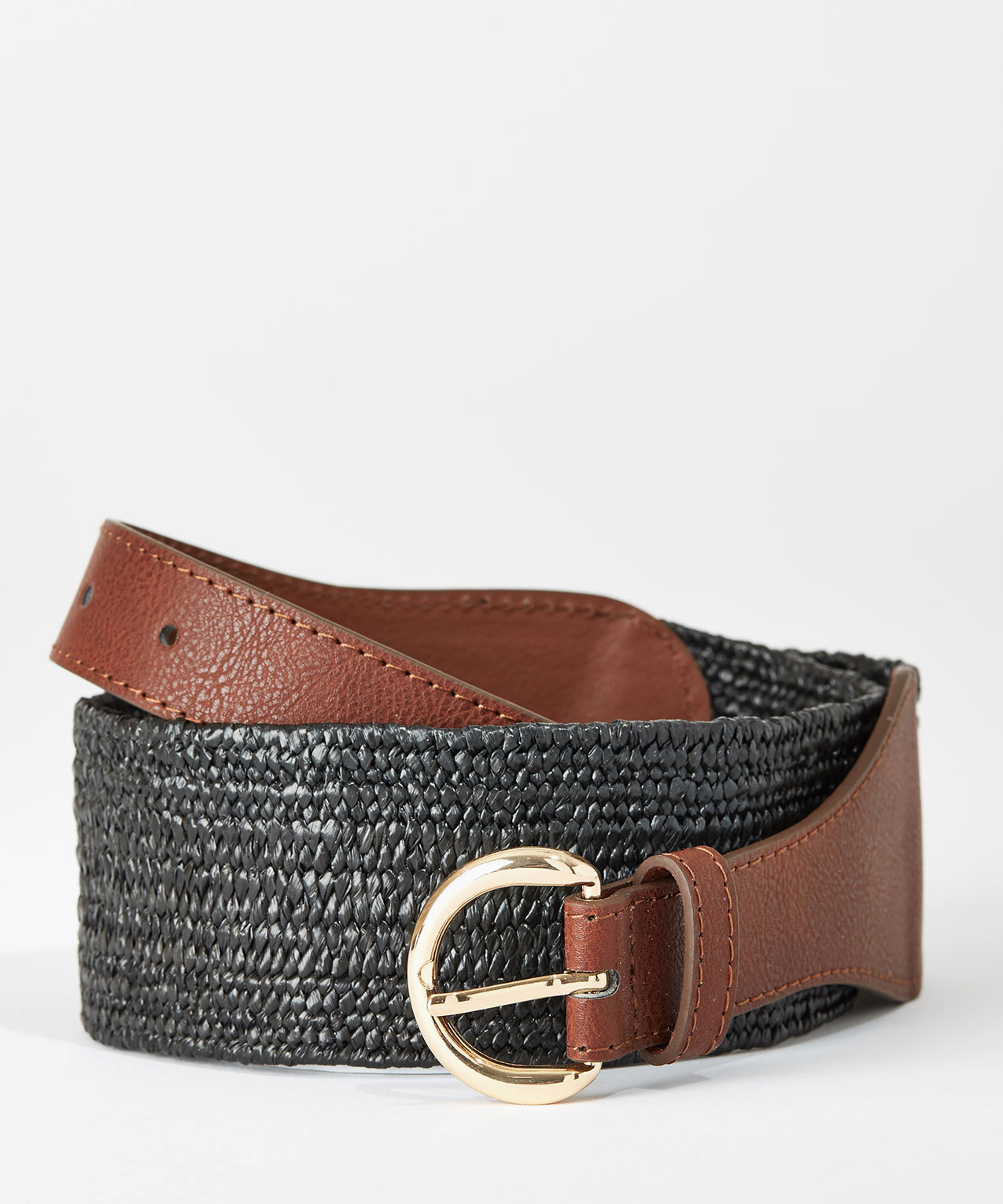 Straw Stretch Belt with Tapered Detail | Cleo
