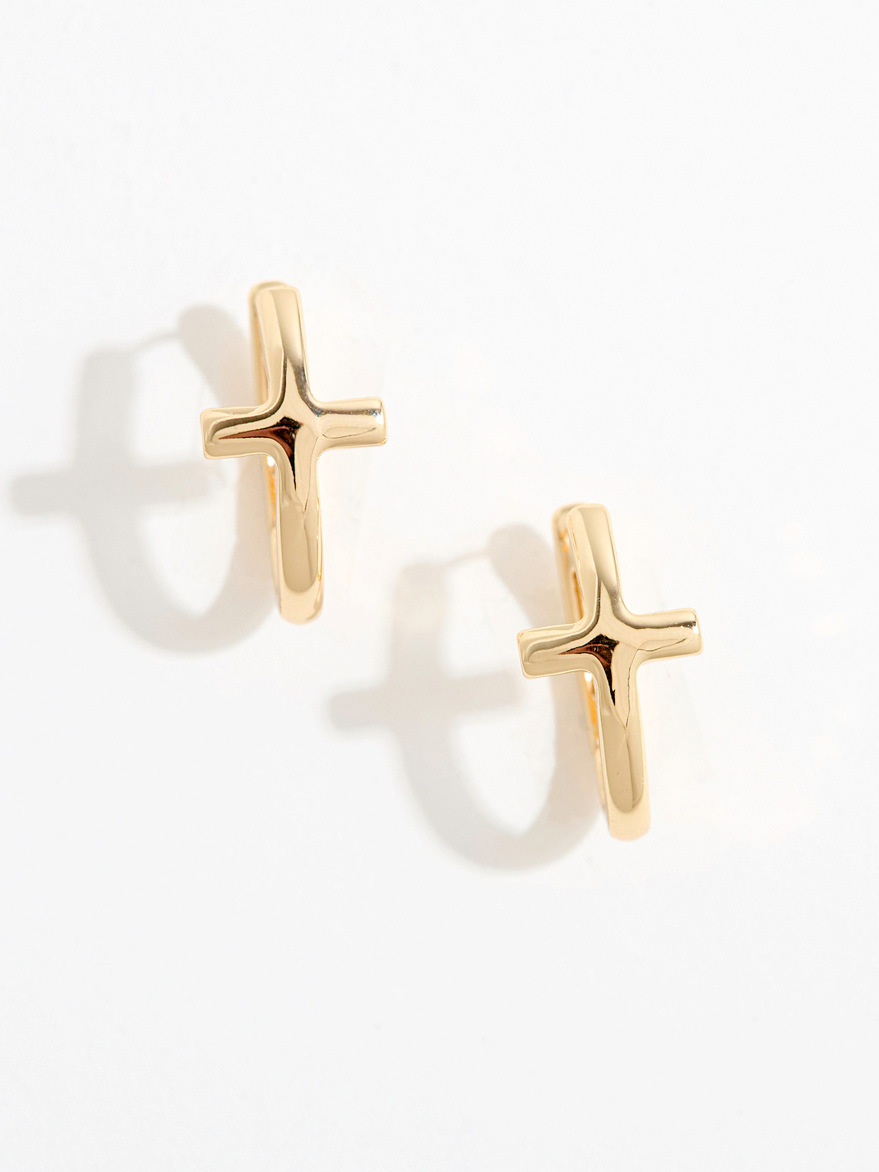 Gold hoops with cross hot sale