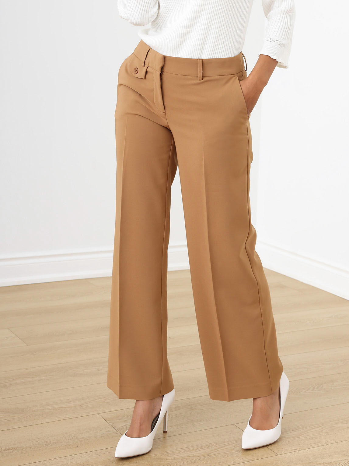 Hannah Toffee Wide-Leg Trouser, Cleo
